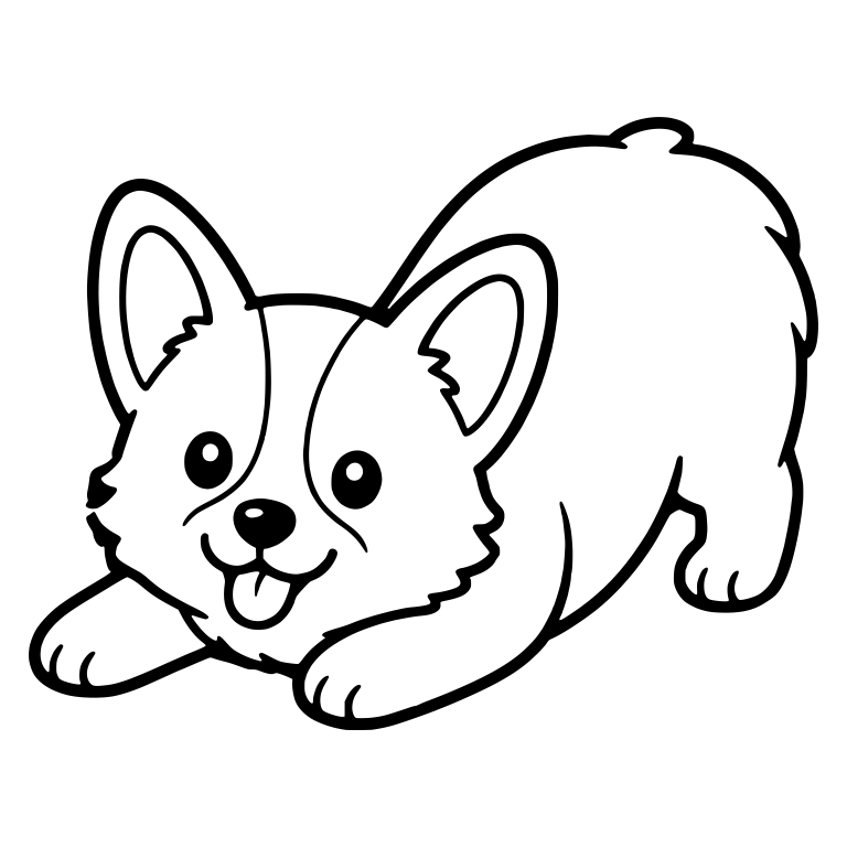Playful Corgi Play Bow With Tongue Out — free animal SVG cut file