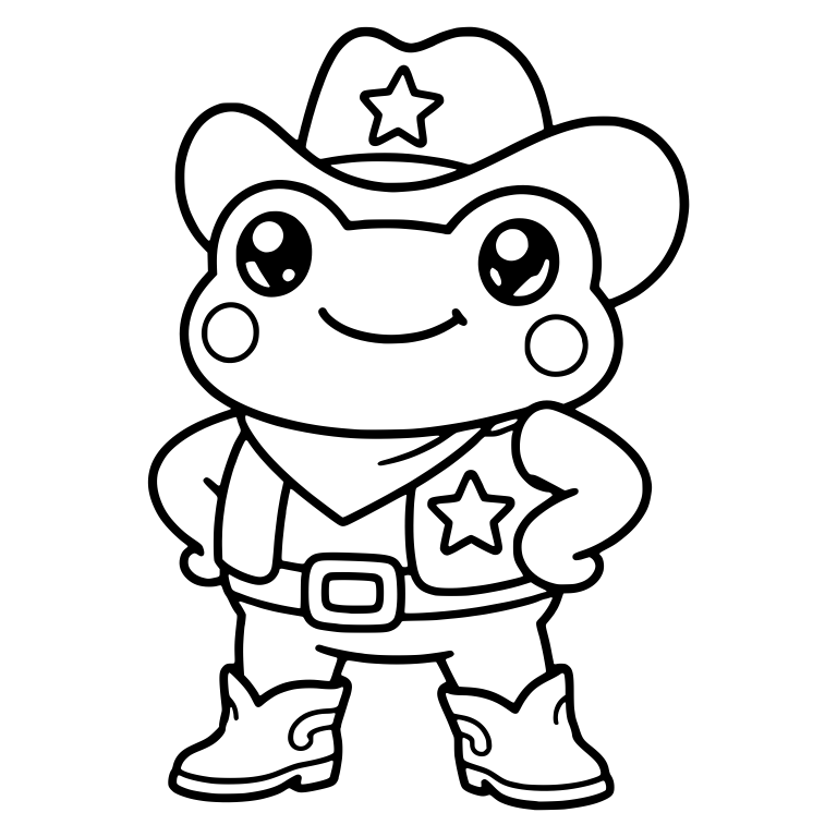 Sheriff Cowboy Frog With Star Hat, Vest and Boots — free animal SVG cut file