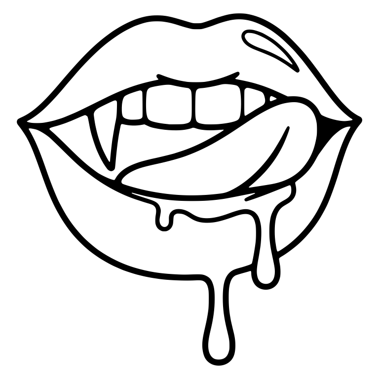 Vampire Mouth Licking Lips With Long Drips — free fantasy-creature SVG cut file