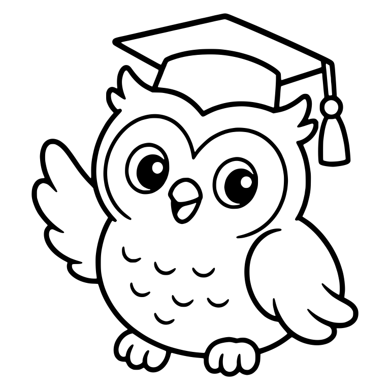 Waving Owl in Graduation Cap with Long Tassel — free animal SVG cut file