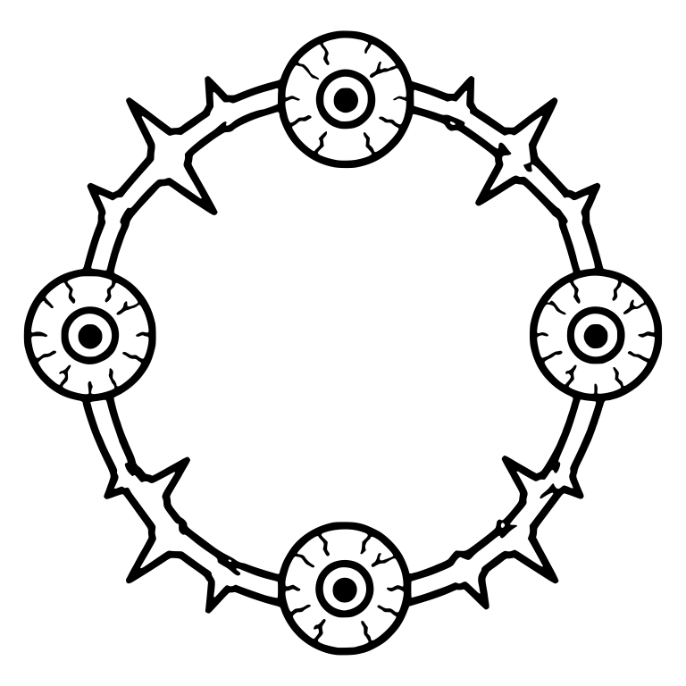 Round Thorn Wreath With Four Eyeballs — free symbol SVG cut file