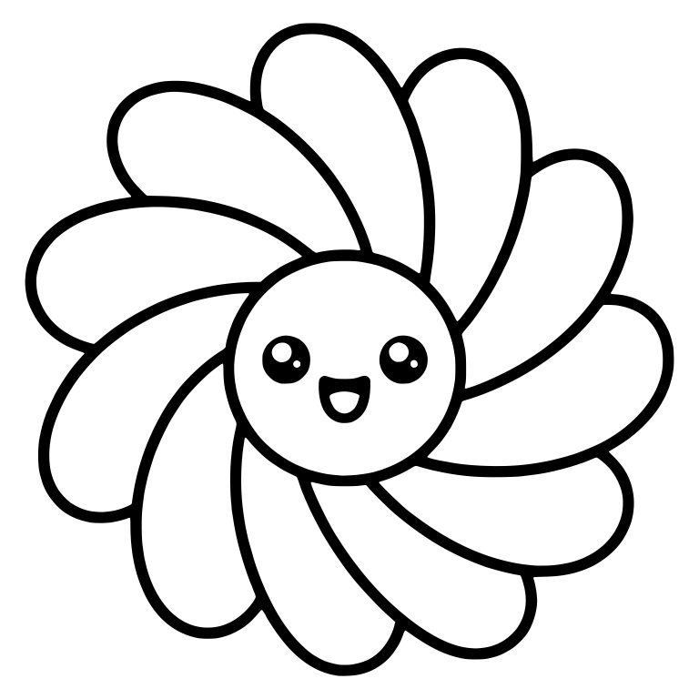 Pinwheel Swirl Flower With Many Narrow Petals — free floral SVG cut file