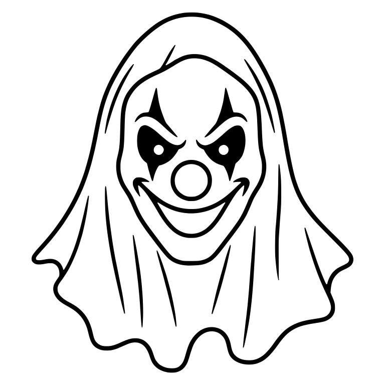 Creepy Clown Face Under Draped Ghost Shroud — free characters SVG cut file