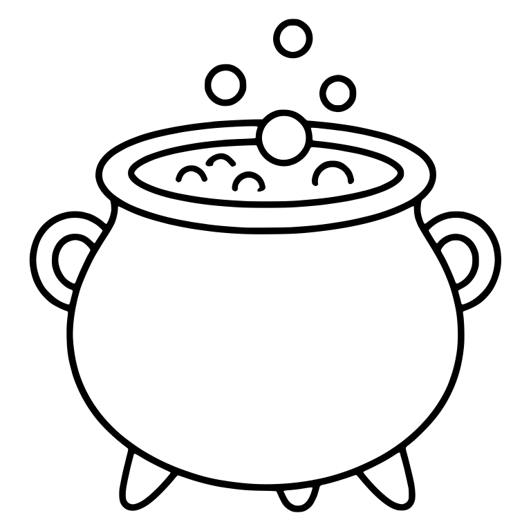 Bubbling Cauldron with Round Handles and Floating Bubbles — free objects SVG cut file