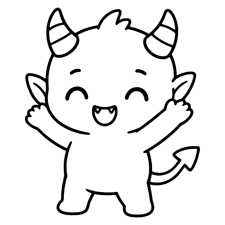 Cheering Little Devil with Arms Up and Arrow Tail — free fantasy-creature SVG cut file