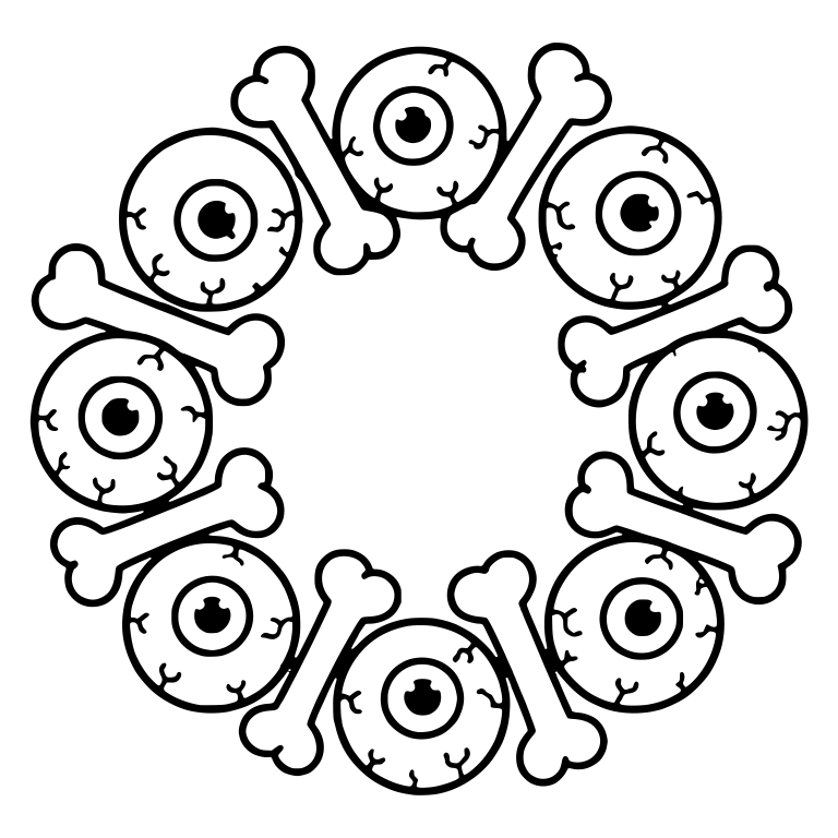Round Wreath of Eyeballs Alternating with Bones — free objects SVG cut file