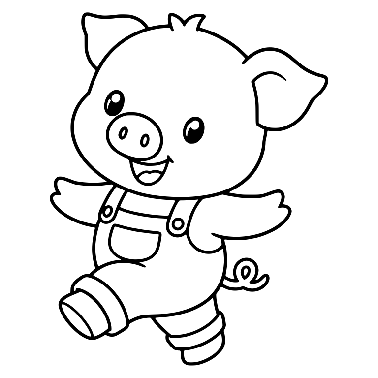Skipping Piglet in Overalls With Raised Leg — free animal SVG cut file
