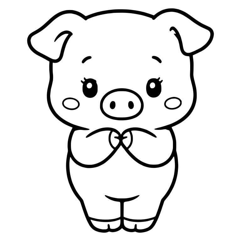 Bashful Piglet With Hands Clasped and Long Lashes — free animal SVG cut file