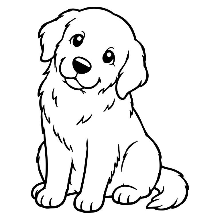 Golden Retriever Puppy Sitting With Head Tilted — free animal SVG cut file