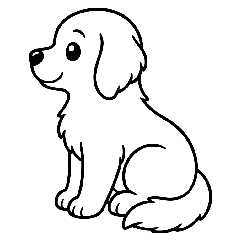 Golden Retriever Puppy Sitting In Profile Facing Left — free animal SVG cut file
