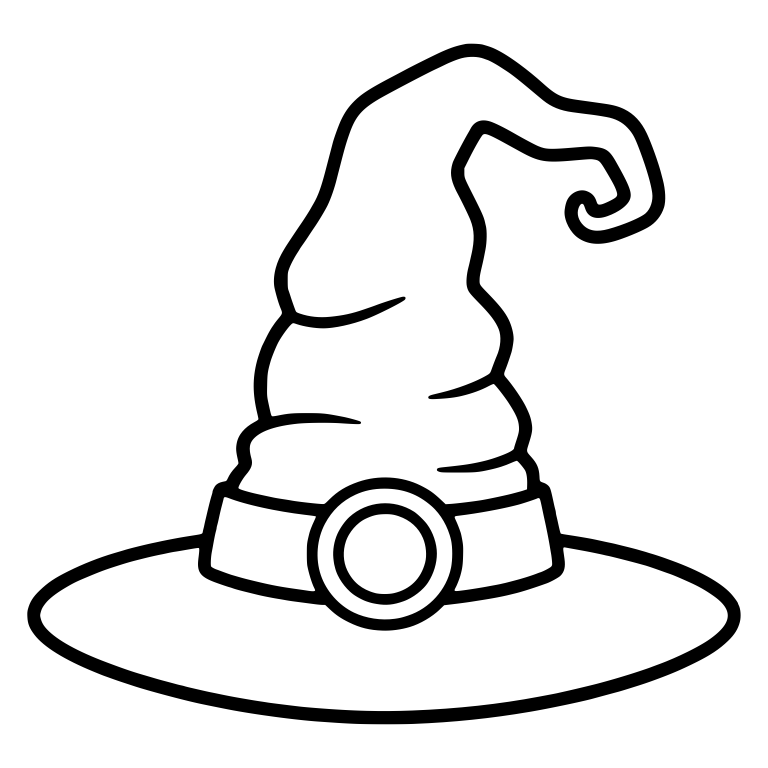 Crooked Witch Hat with Curled Tip and Round Buckle — free objects SVG cut file