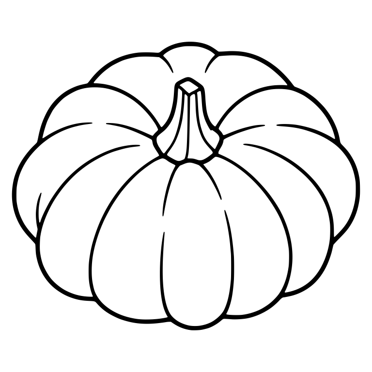 Flat Deep-Ribbed Pumpkin from Above with Blocky Stem — free floral SVG cut file