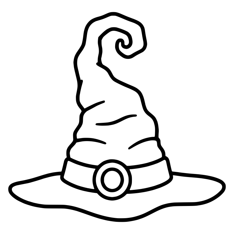 Tall Twisted Witch Hat with Spiral Tip and Round Buckle — free objects SVG cut file