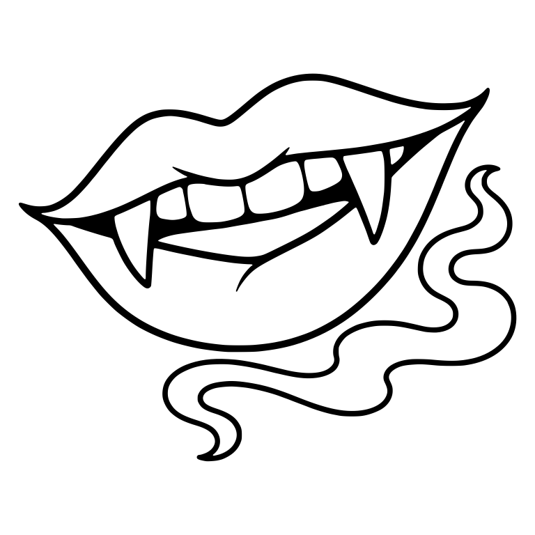Smirking Vampire Mouth with Fangs and Trailing Mist — free fantasy-creature SVG cut file