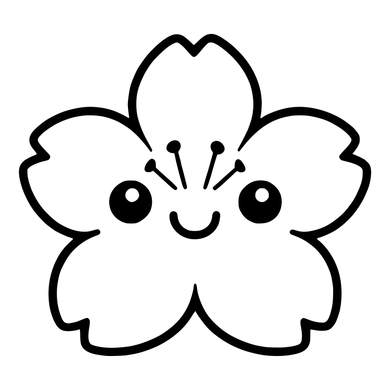Kawaii Cherry Blossom With Four Stamens Above the Eyes — free floral SVG cut file
