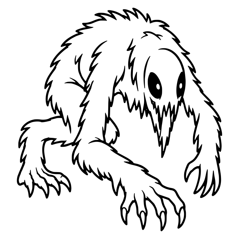 Shaggy Crawling Monster With Pointed Jaw — free fantasy-creature SVG cut file