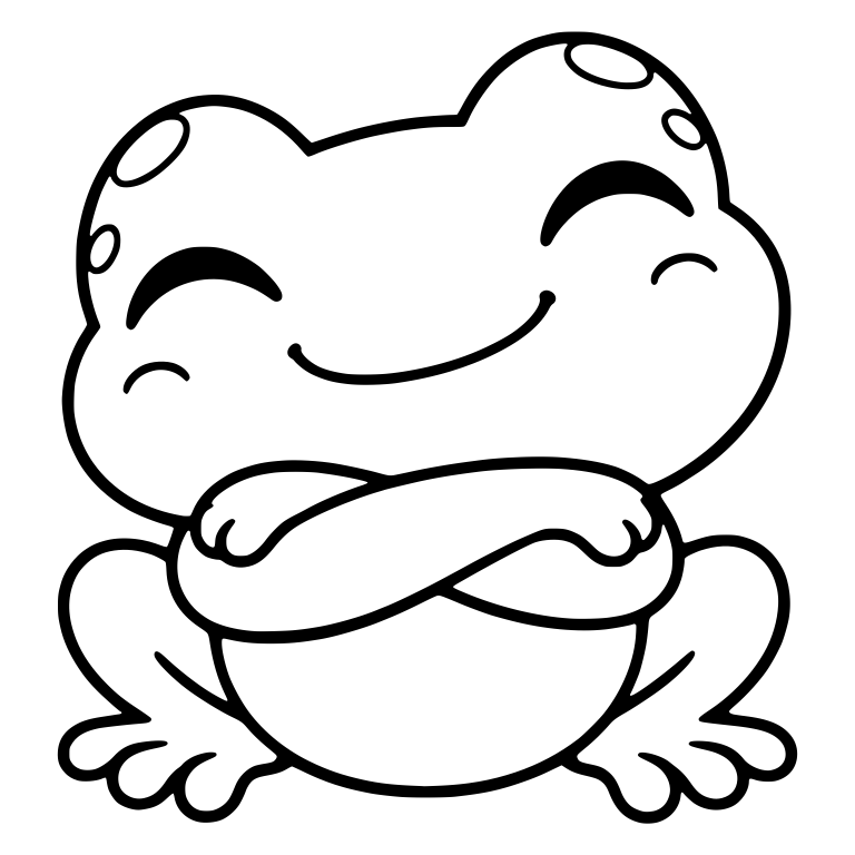 Happy Chibi Frog With Crossed Arms and Head Spots — free animal SVG cut file