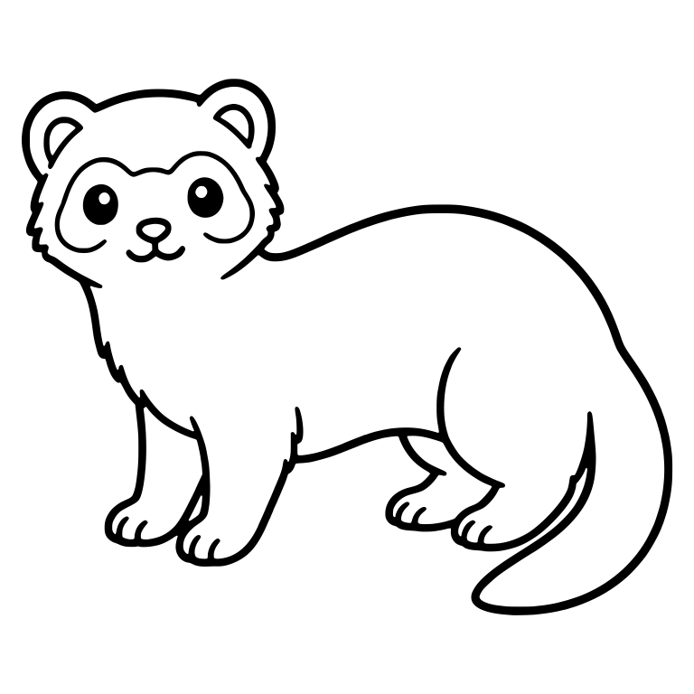 Kawaii Ferret Standing Facing Left With Long Tail — free animal SVG cut file
