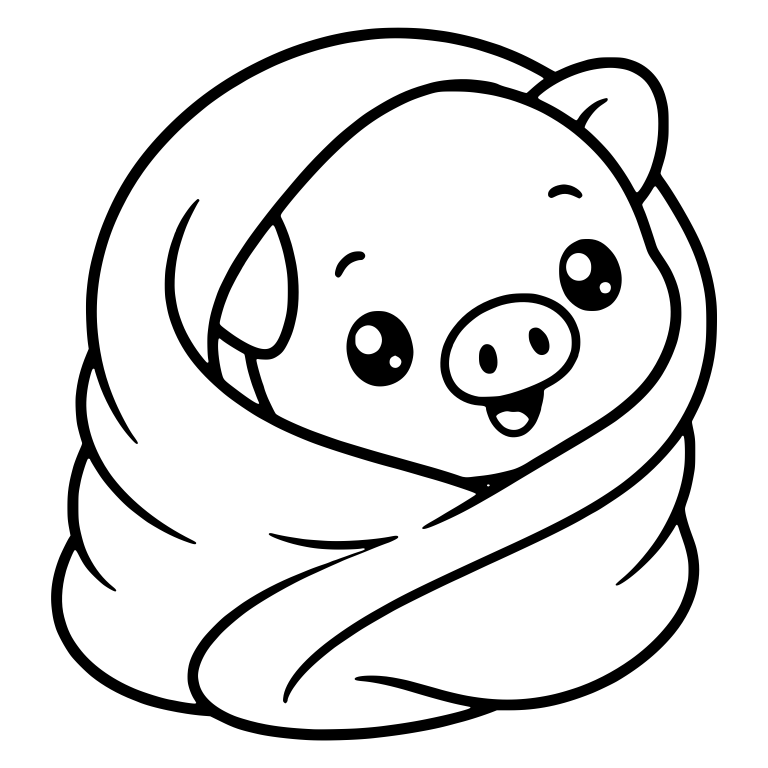 Piglet Peeking Out of a Swirled Blanket — free animal SVG cut file