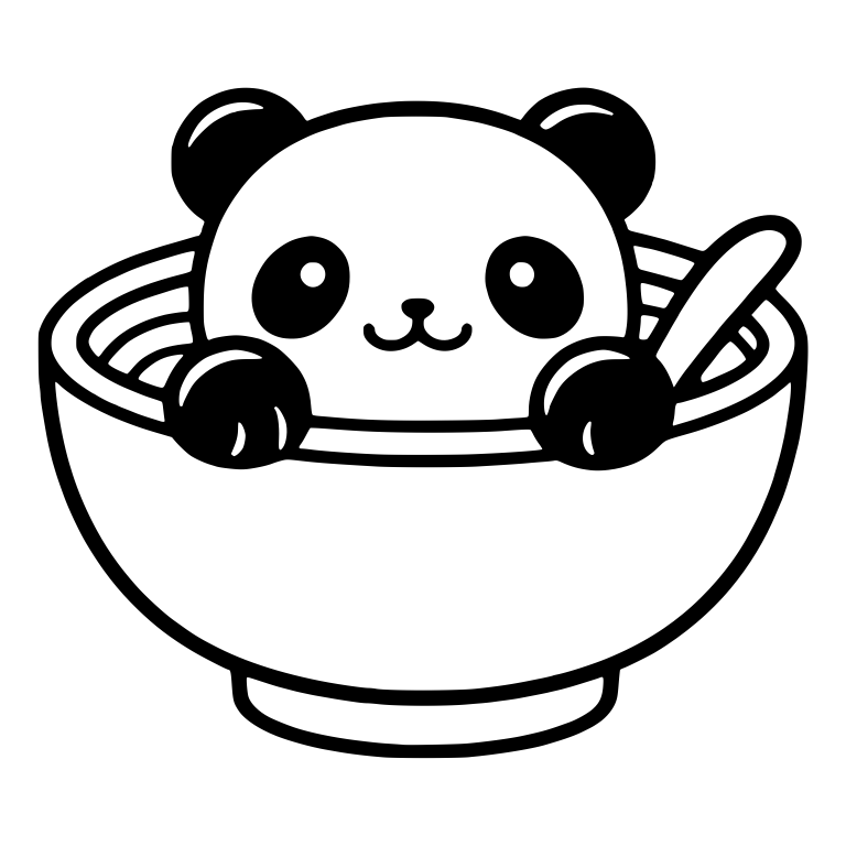 Panda Peeking from Noodle Bowl with Spoon — free animal SVG cut file