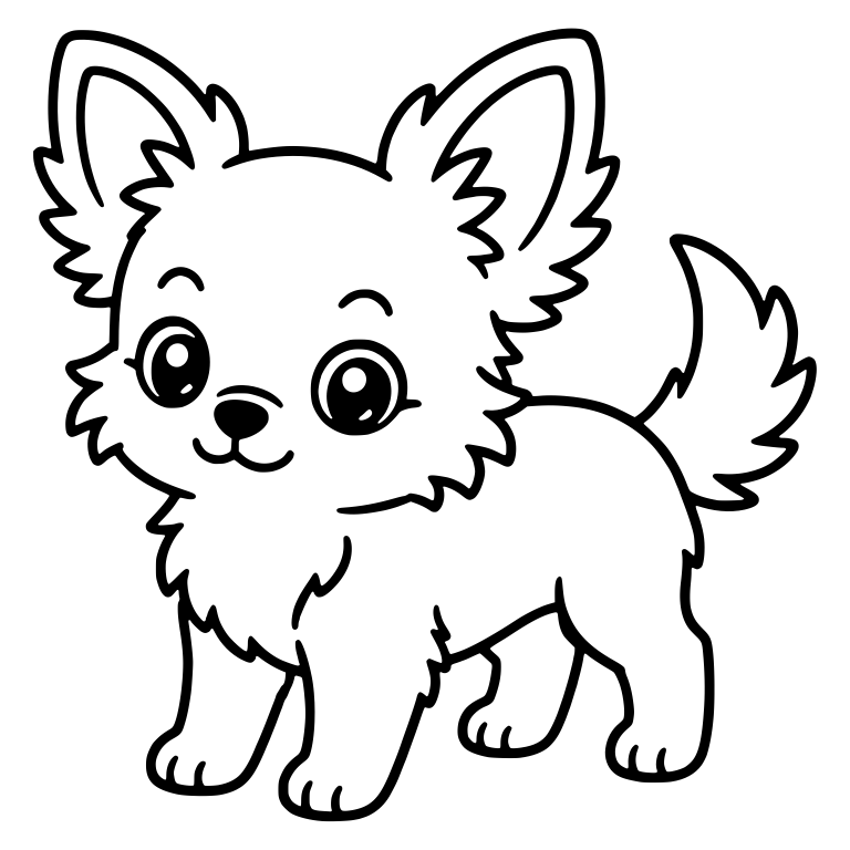 Longhair Chihuahua Standing With Upright Tufted Tail — free animal SVG cut file