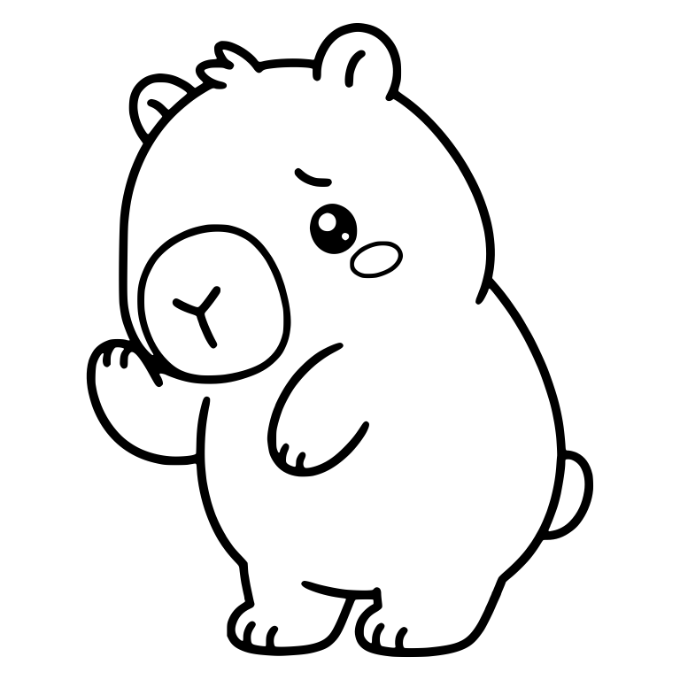 Shy Capybara Peeking Sideways With Paw Raised — free animal SVG cut file