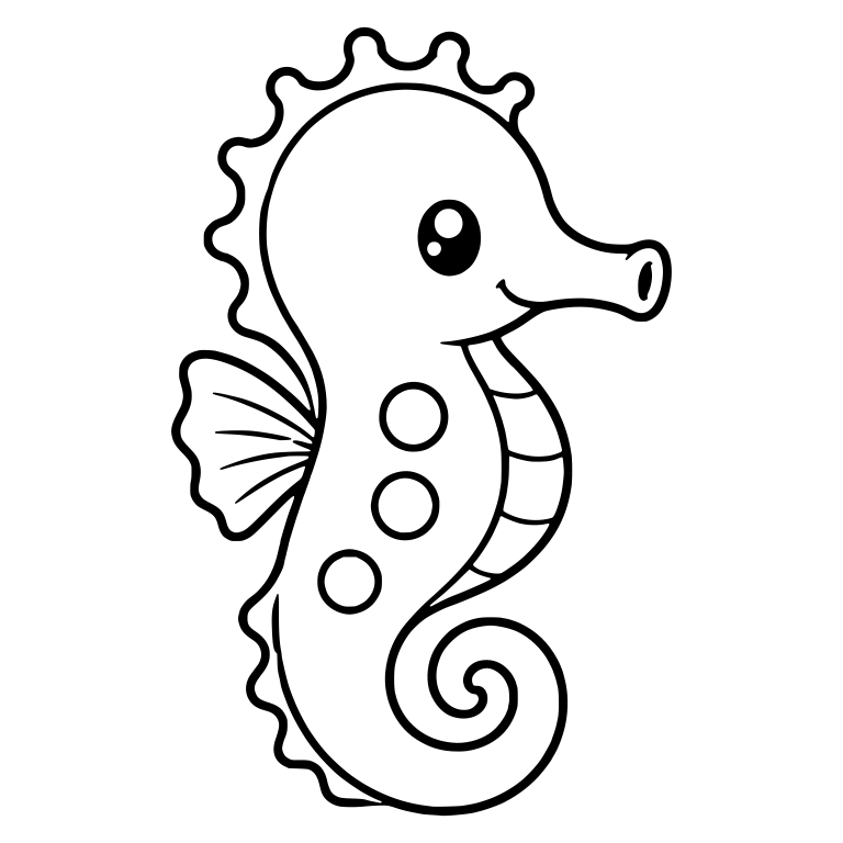 Kawaii Seahorse with Three Spots and Banded Belly — free animal SVG cut file