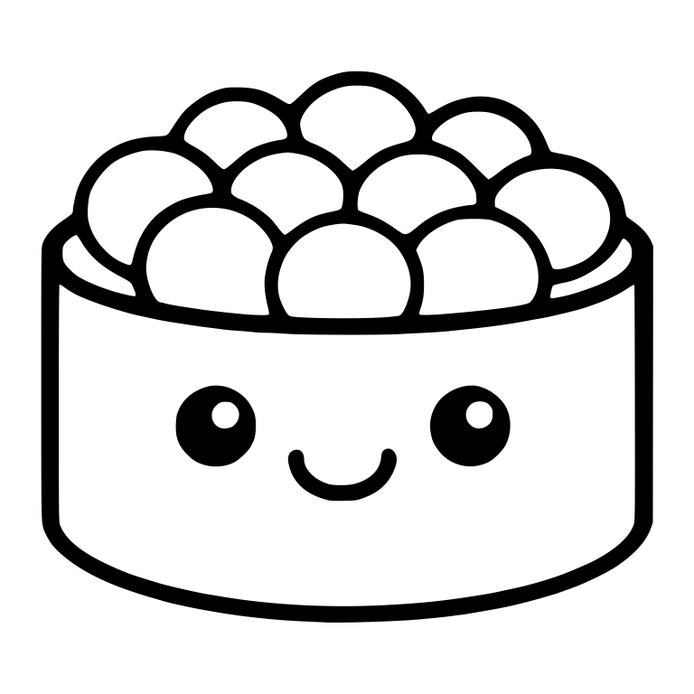 Roe Gunkan Sushi With Big Round Eggs And Smile — free food SVG cut file