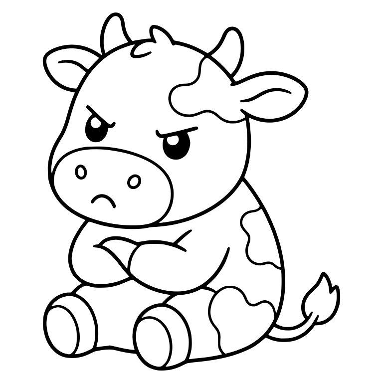Cranky Spotted Cow Sitting With Arms Crossed — free animal SVG cut file