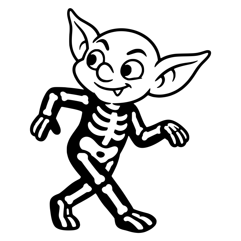 Skeleton Goblin Strolling With a Sideways Glance — free fantasy-creature SVG cut file