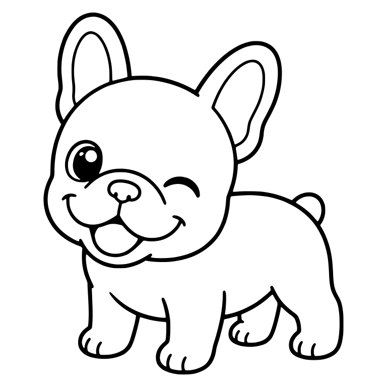 Winking French Bulldog Standing in Profile Pose — free animal SVG cut file