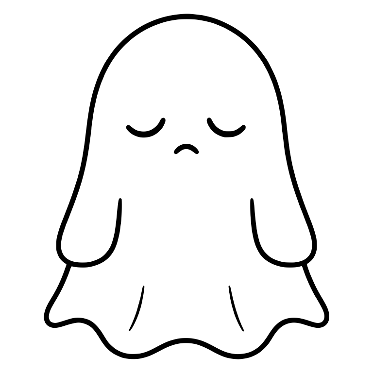 Sleepy Sheet Ghost With Closed Eyes And Small Frown — free fantasy-creature SVG cut file