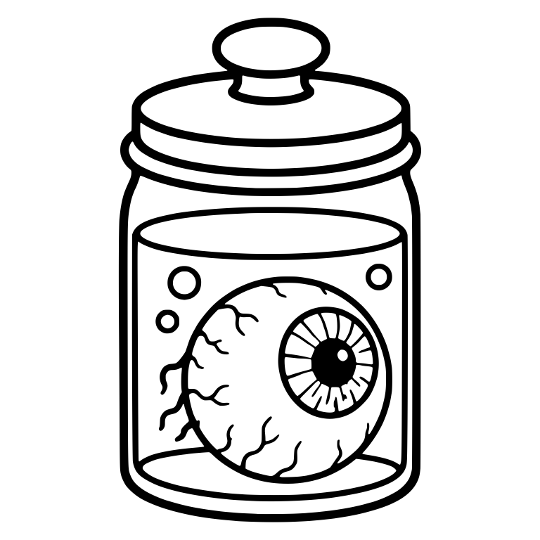 Lidded Jar with Floating Bloodshot Eyeball — free objects SVG cut file