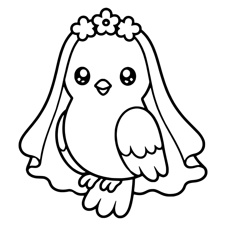 Perched Dove With Long Veil and Flower Crown — free animal SVG cut file