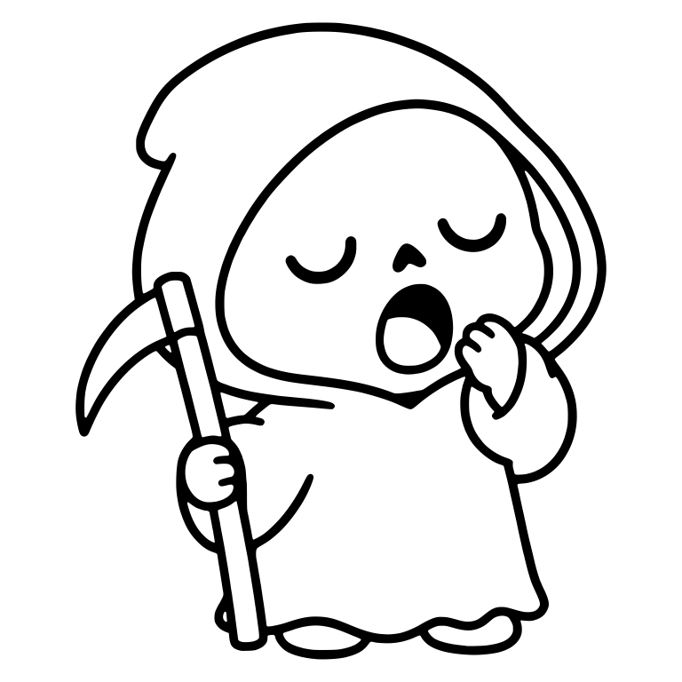 Yawning Sleepy Reaper Holding Scythe — free characters SVG cut file