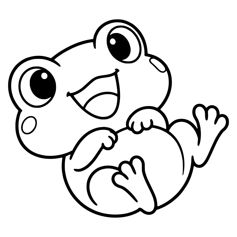Frog Rolling On Back With Big Eyes and Hands on Belly — free animal SVG cut file