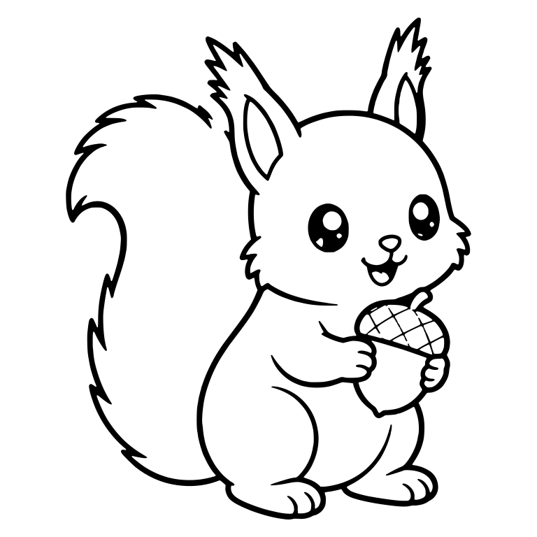 Side-Facing Squirrel Holding an Acorn — free animal SVG cut file