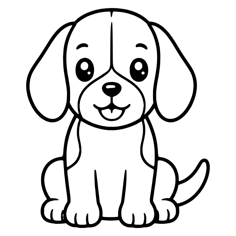 Sitting Beagle Puppy With Floppy Ears and Open Smile — free animal SVG cut file