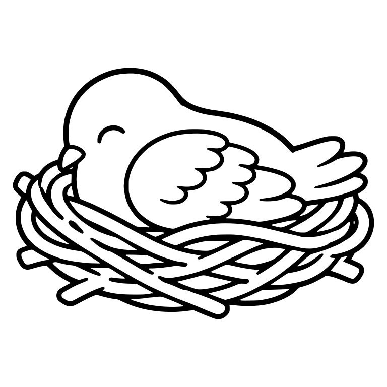 Sleepy Bird Resting in Twig Nest — free animal SVG cut file