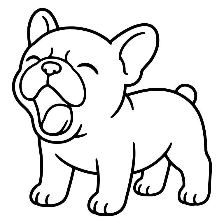 Standing French Bulldog Puppy Yawning Wide — free animal SVG cut file