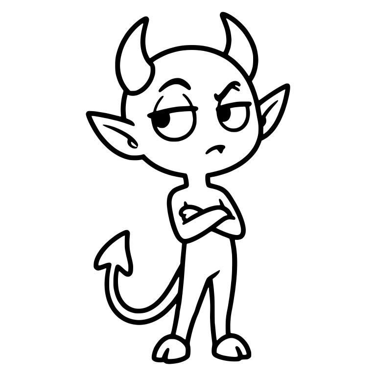 Slim Eye Rolling Demon with Arms Crossed — free fantasy-creature SVG cut file