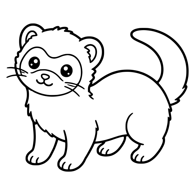 Kawaii Ferret Standing With Curved Tail Arching Over Back — free animal SVG cut file