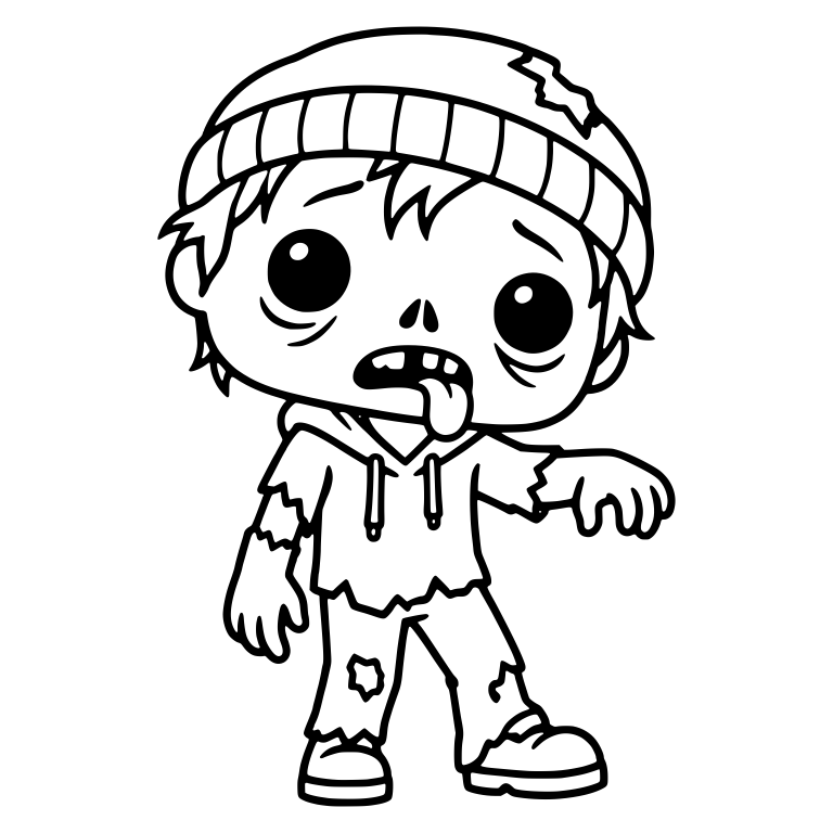 Zombie Wearing Beanie And Hoodie With Tongue Out — free fantasy-creature SVG cut file