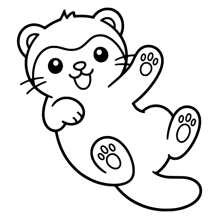 Playful Ferret on Its Back Waving a Paw with Pad Details — free animal SVG cut file