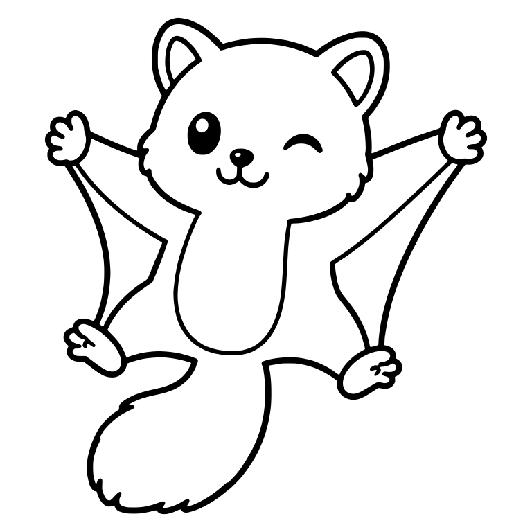 Winking Flying Squirrel Gliding With Arms Spread — free animal SVG cut file