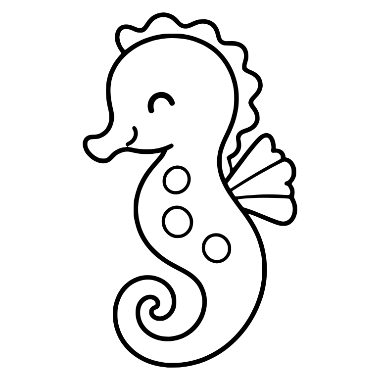 Happy Closed-Eye Seahorse With Three Spots — free animal SVG cut file