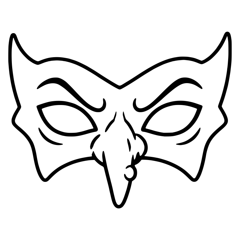 Pointed Eye Mask With Long Warty Nose and Wrinkle Lines — free objects SVG cut file