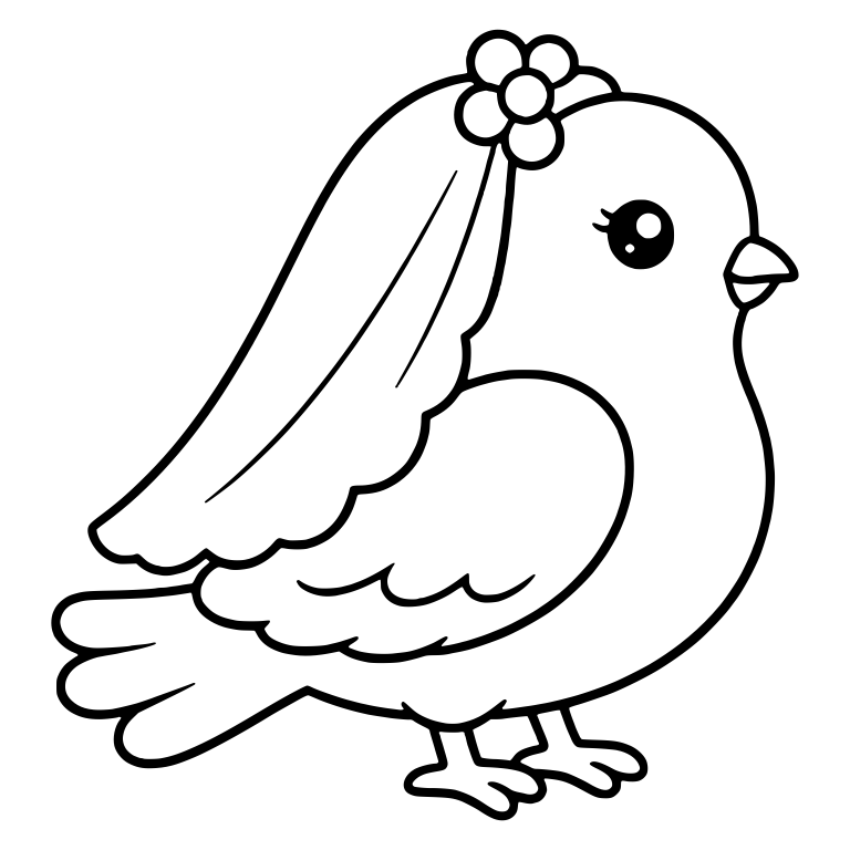 Side-View Dove With Bridal Veil and Flower — free animal SVG cut file