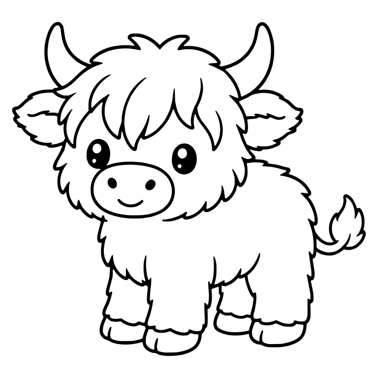 Standing Highland Calf With Upturned Tail Tuft — free animal SVG cut file