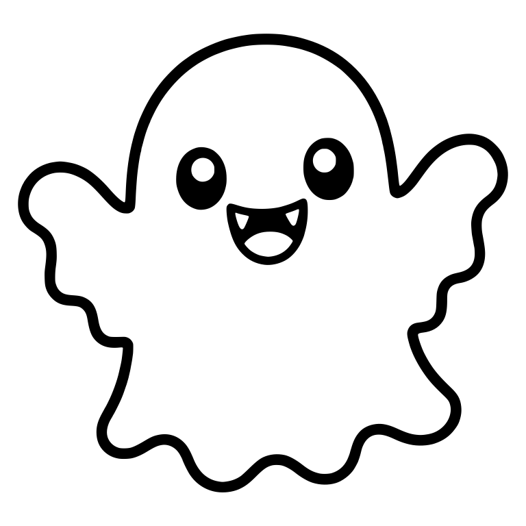Smiling Fang Ghost With Wavy Arms Spread Wide — free fantasy-creature SVG cut file